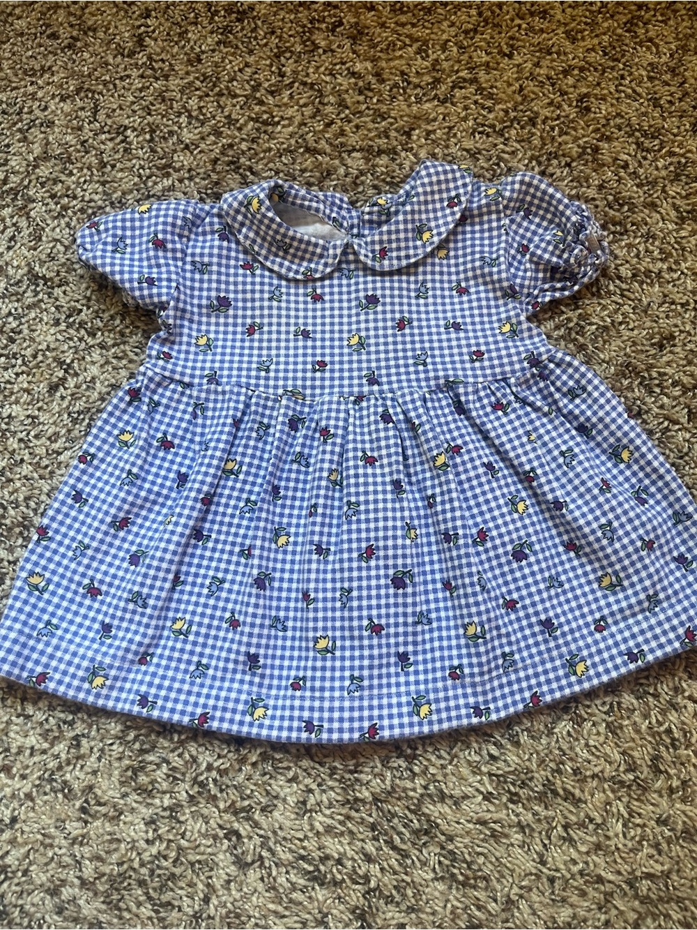 Vintage No Tag Blue Gingham Toddler Top
